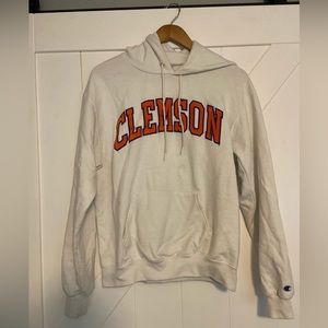 White embroidered Clemson hoodie Champion